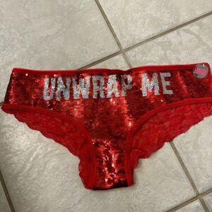 Victoria secret PINK panties underwear sequins Lace NWT L Christmas